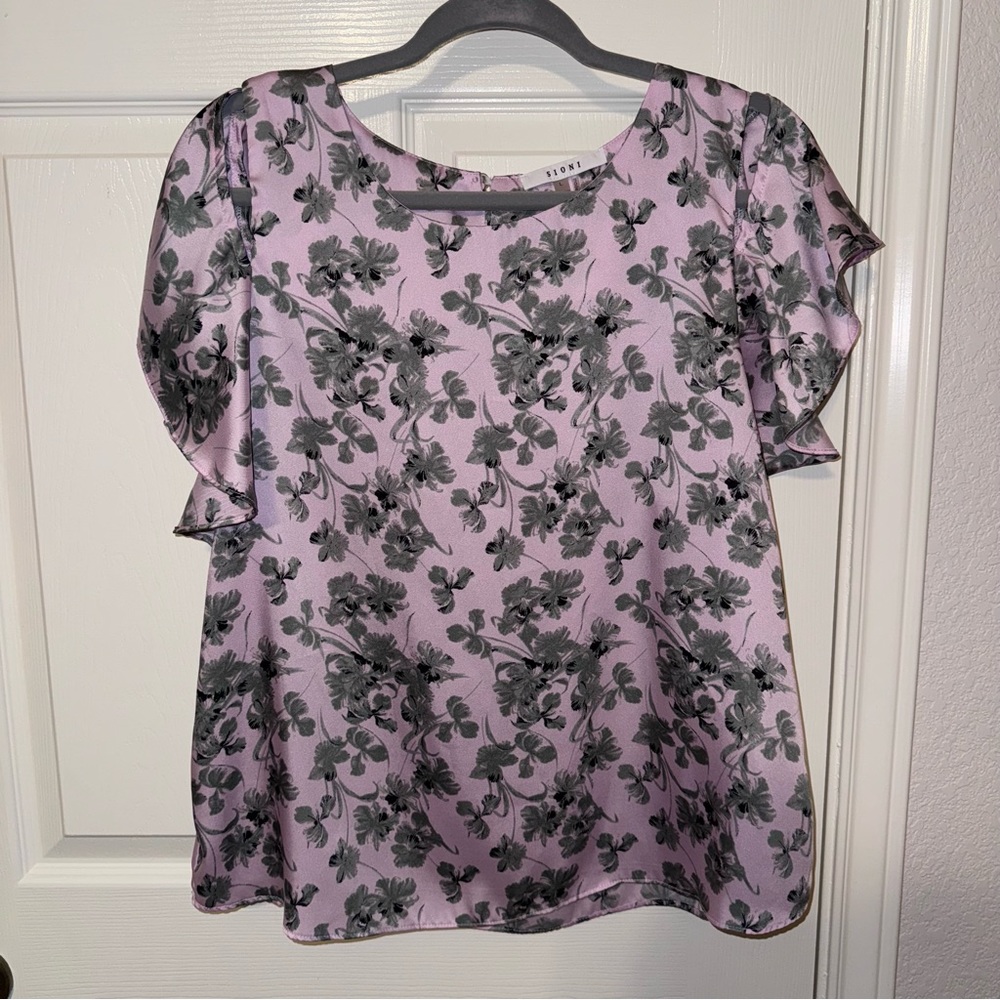 NWOT SIONI Beautiful flowy blouse with detachable sleeves Pink L